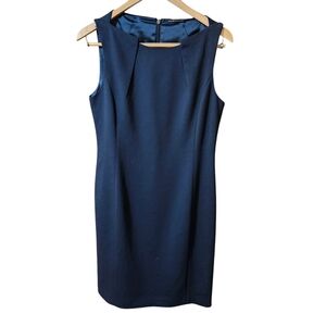ELIE TAHARI LUXURY ELEGANT FORMAL CLASSIC NAVY SHEATH DRESS FULLY LINED SMALL